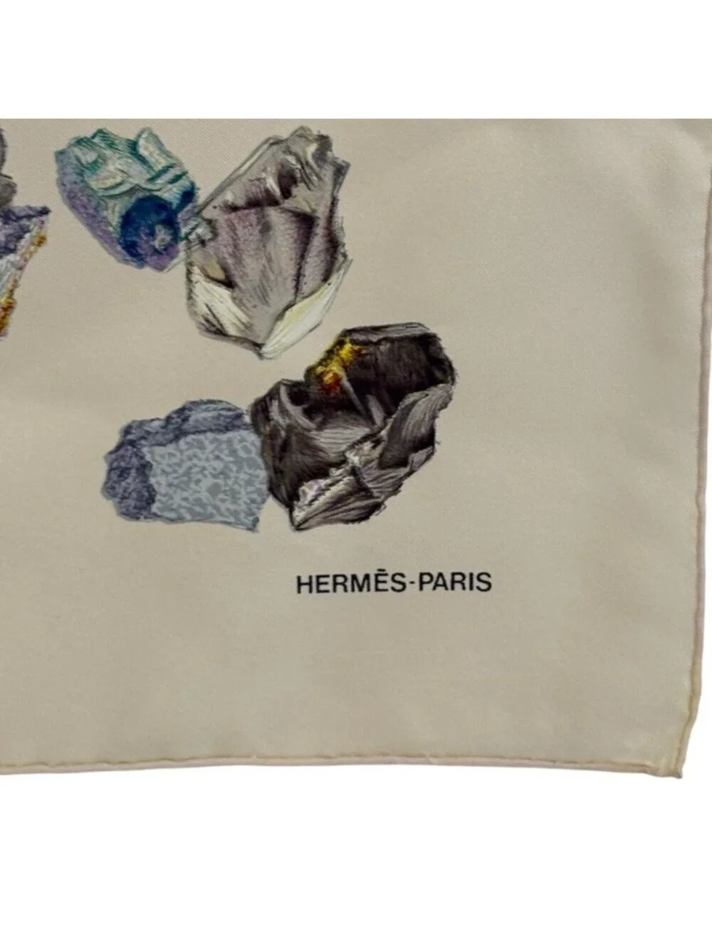 Hermes Mineraux Carre 90 Silk Scarf White